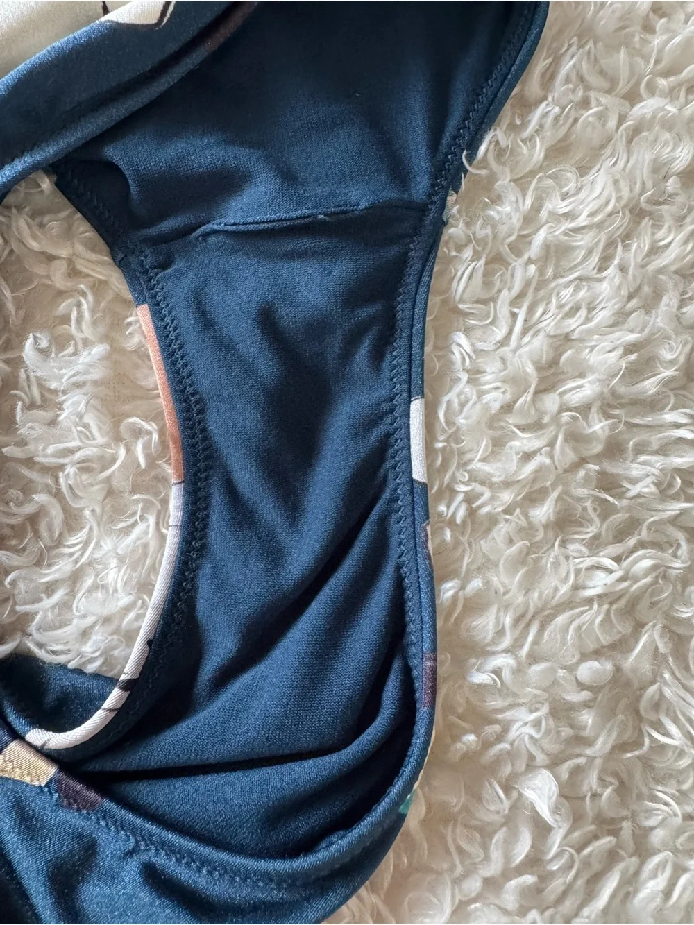 Athleta Aqualuxe Floradora navy blue floral Swimsuit bikini set crisscross top L